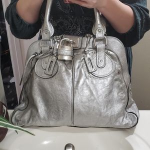 Authentic Large Chloé Paddington Silver